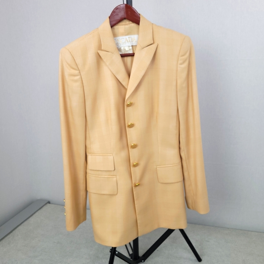 Vintage Escada by Margaretha Ley silk and wool blazer and knit top light orange